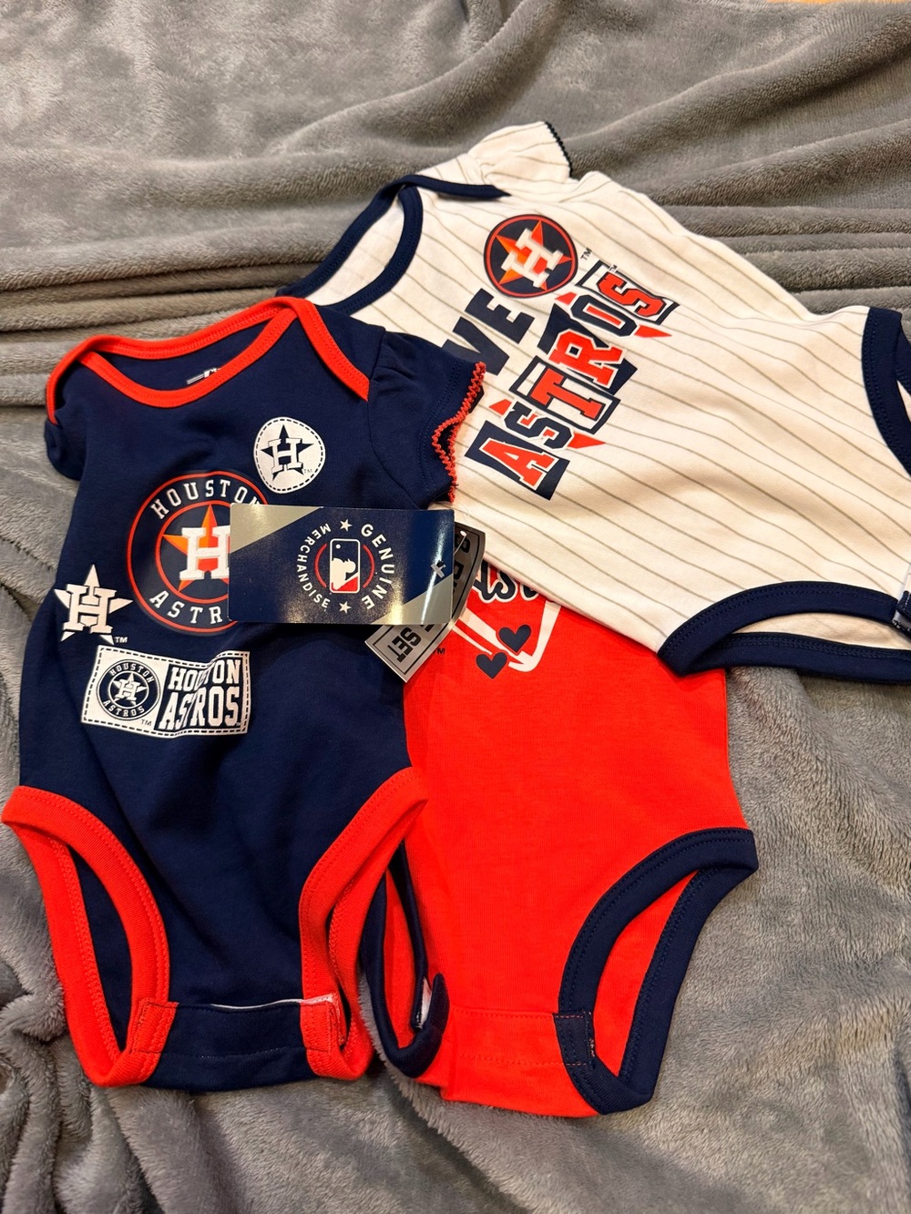 Houston Astros Outerstuff Infant All Day Play Three-Piece Bodysuit Set 0-3m nwt